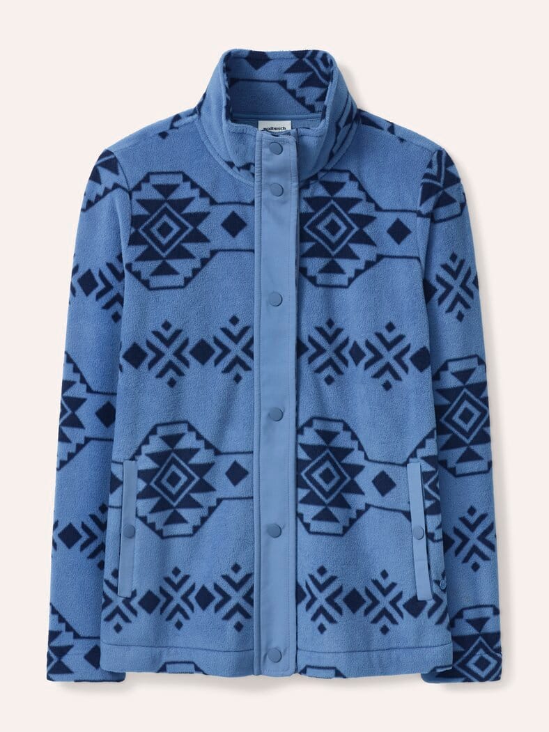 Freizeitjacke Thermo-Fleece Ikat Druck Smokey Blue