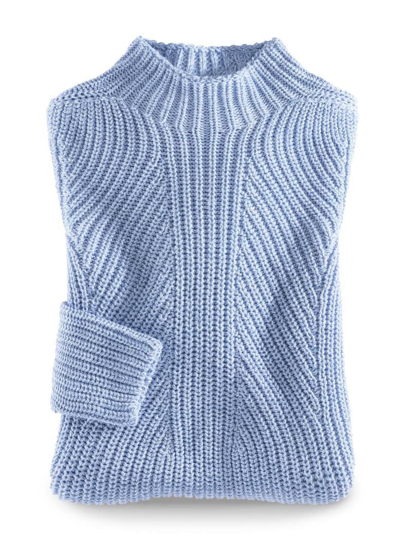 Patentpullover Nahtlos Blau/Weiß