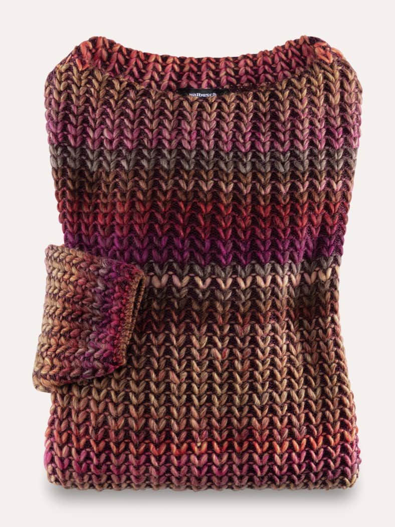 Grobstrick-Pullover Farbverlauf Kürbis