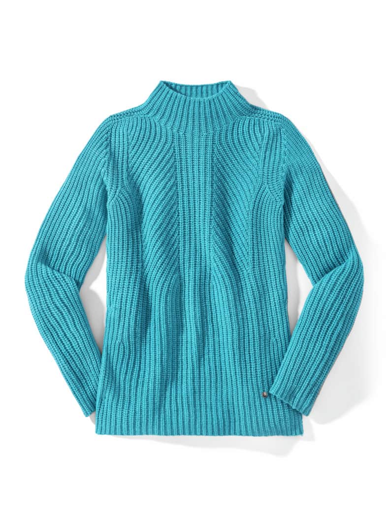 Cashmino Pullover Nahtlos Pfauenblau