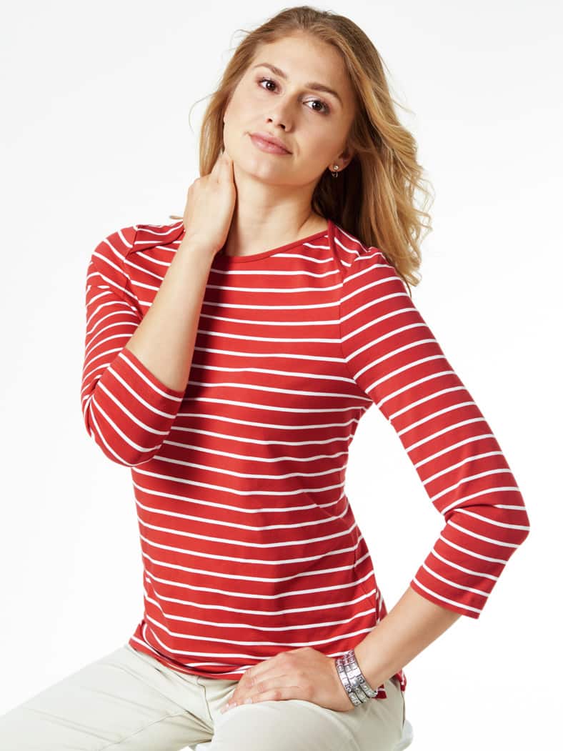 Ringelshirt la Ville Karminrot/Weiß