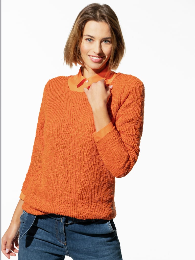 Flammengarn-Pullover Terracotta