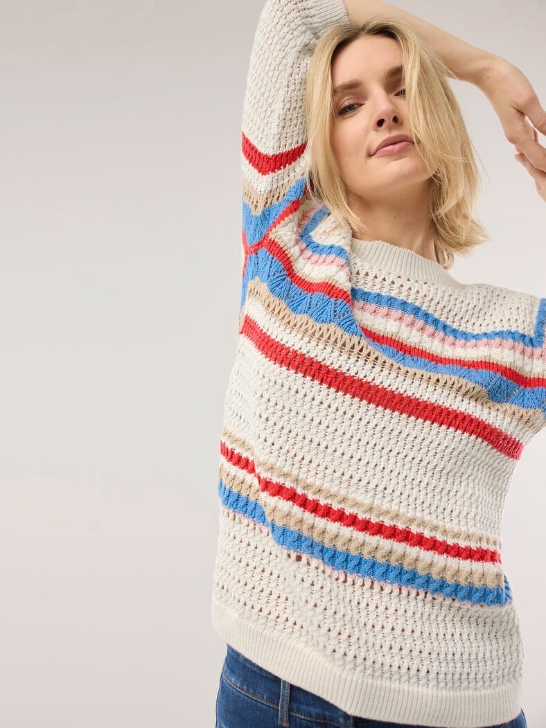Pullover im Häkel-Look Multicolor Offwhite