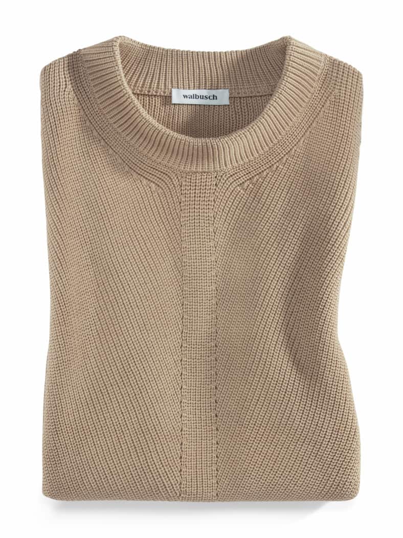 Rundhals-Pullunder Diagonalstruktur Caramel