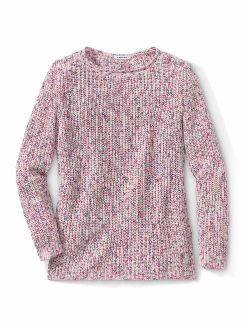 Boucle Pullover Multicolor Offwhite/Himbeersorbet