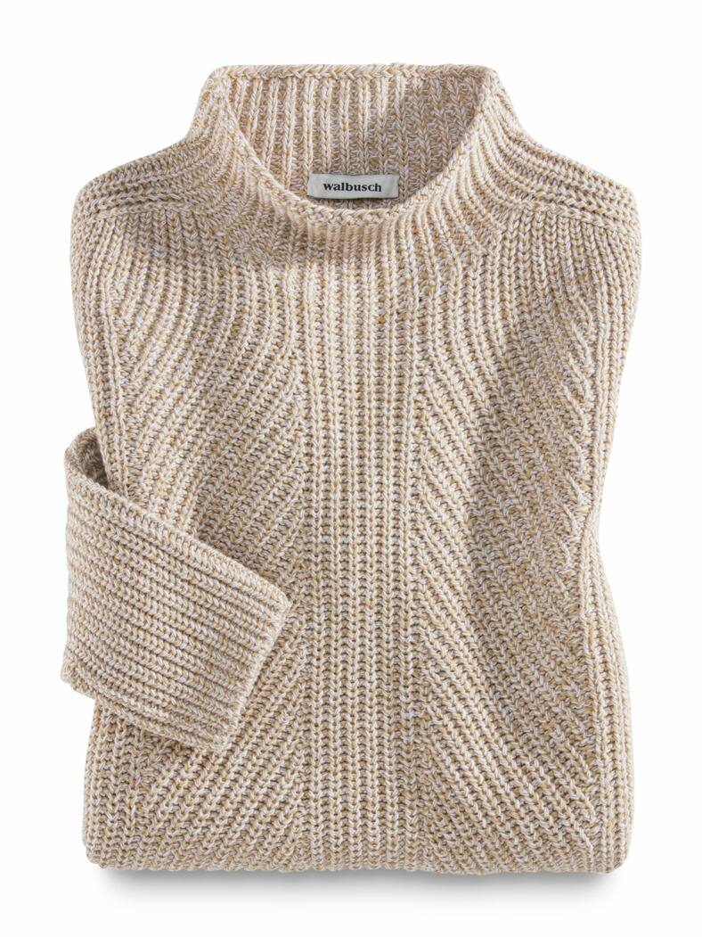 Patentpullover Nahtlos Caramel/Weiß