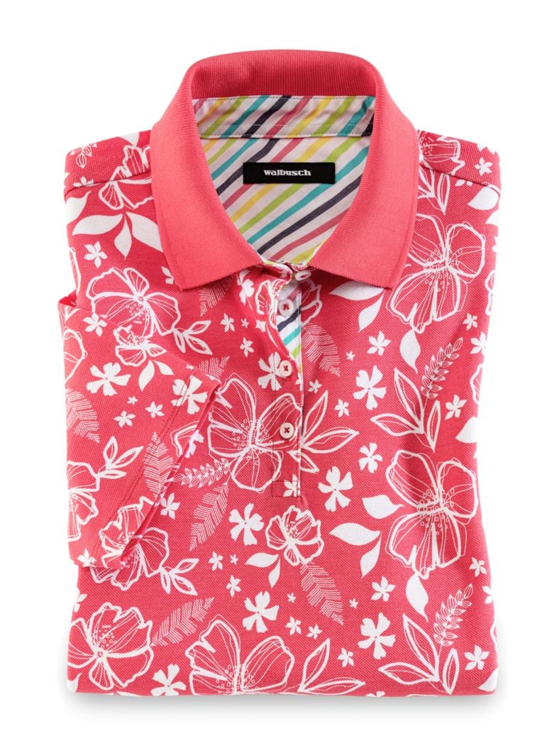 Poloshirt Hitzefrei Flowerprint Koralle