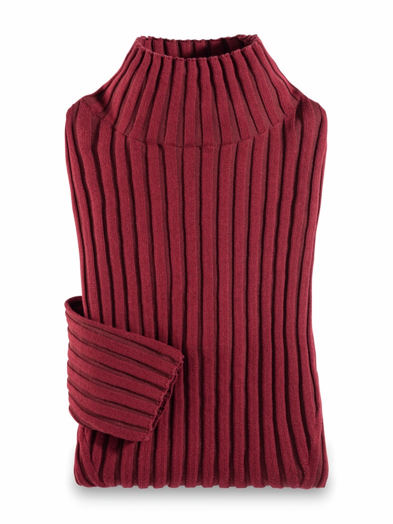 Stehbund-Pullover Diagonalrippe Barolo