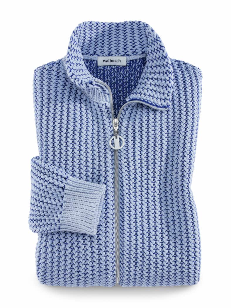 Reliefstruktur-Strickjacke Königsblau