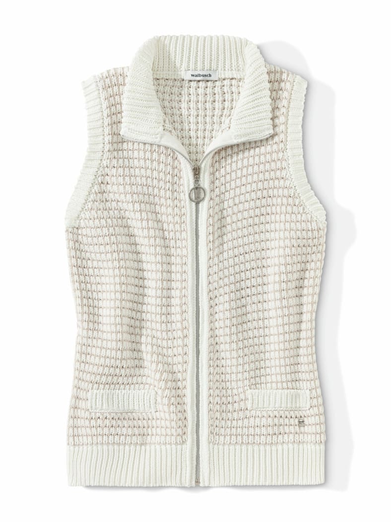 Reißverschlussweste Sommertweed Offwhite
