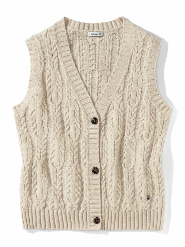 Strickweste Zopfstruktur Creme