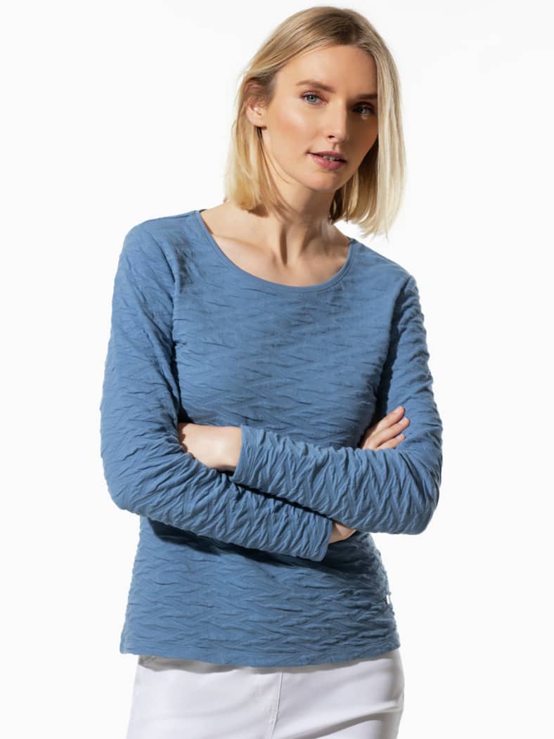 Jacquard-Sweaty 3D Horizontblau