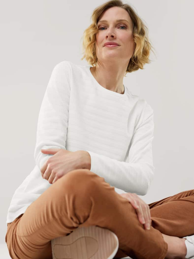 Baumwollshirt Reliefstruktur Offwhite