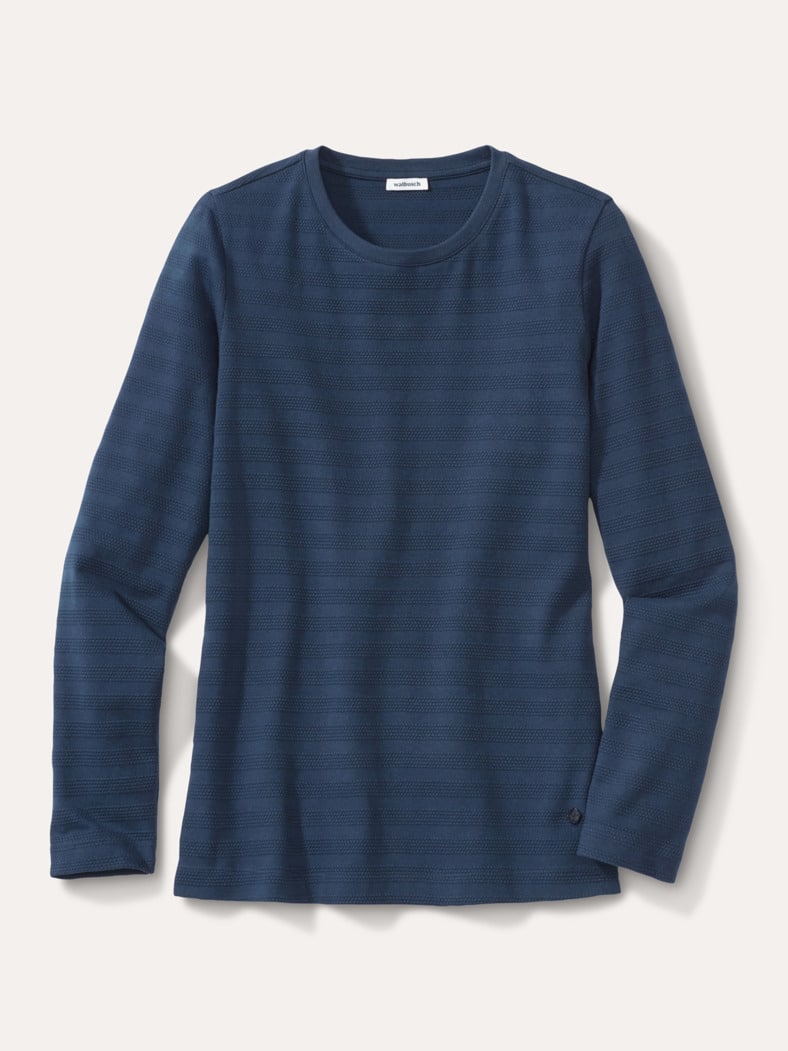 Baumwollshirt Reliefstruktur Marine