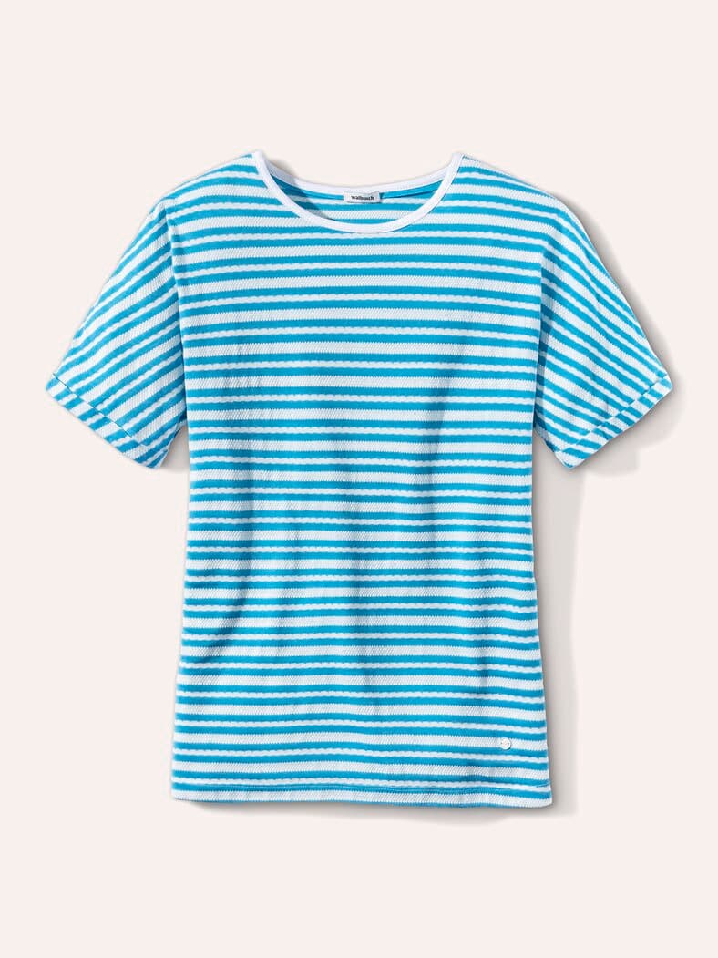 Kimonoshirt Ringelstruktur Azurblau