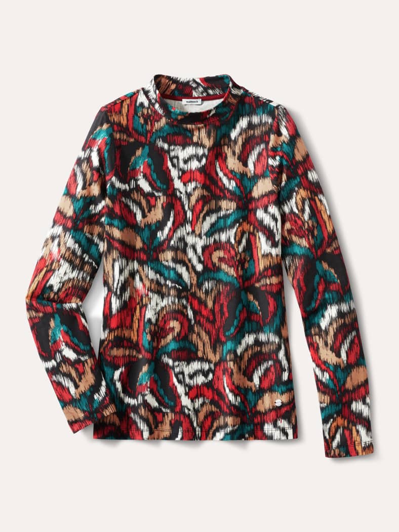 Stehbundshirt Moiree Blume Multicolor
