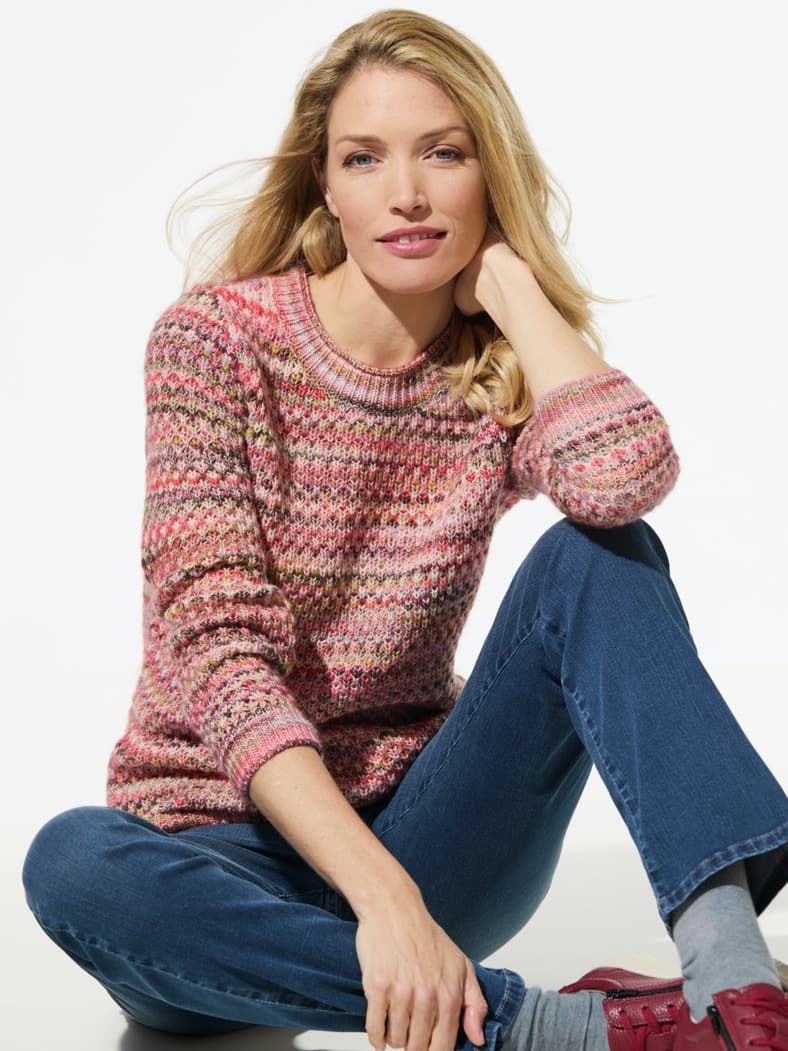 Softcotton-Pullover Farbverlauf Multicolor Rosenholz