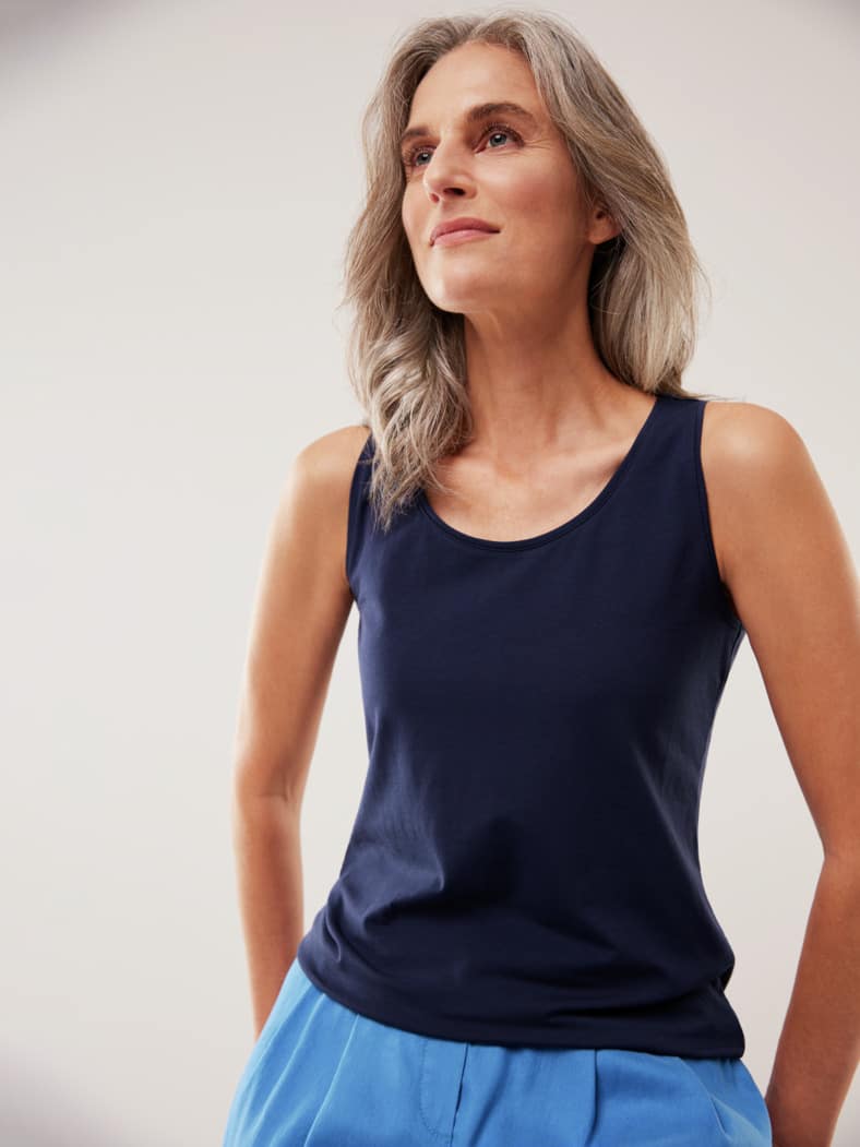 Baumwoll-Basic-Top Marine