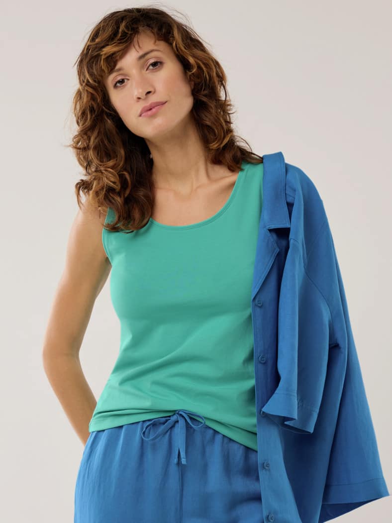 Baumwoll-Basic-Top Seegrün