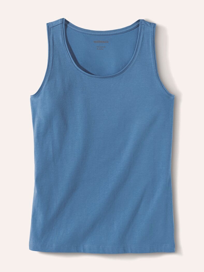 Baumwoll-Basic-Top Jeansblau
