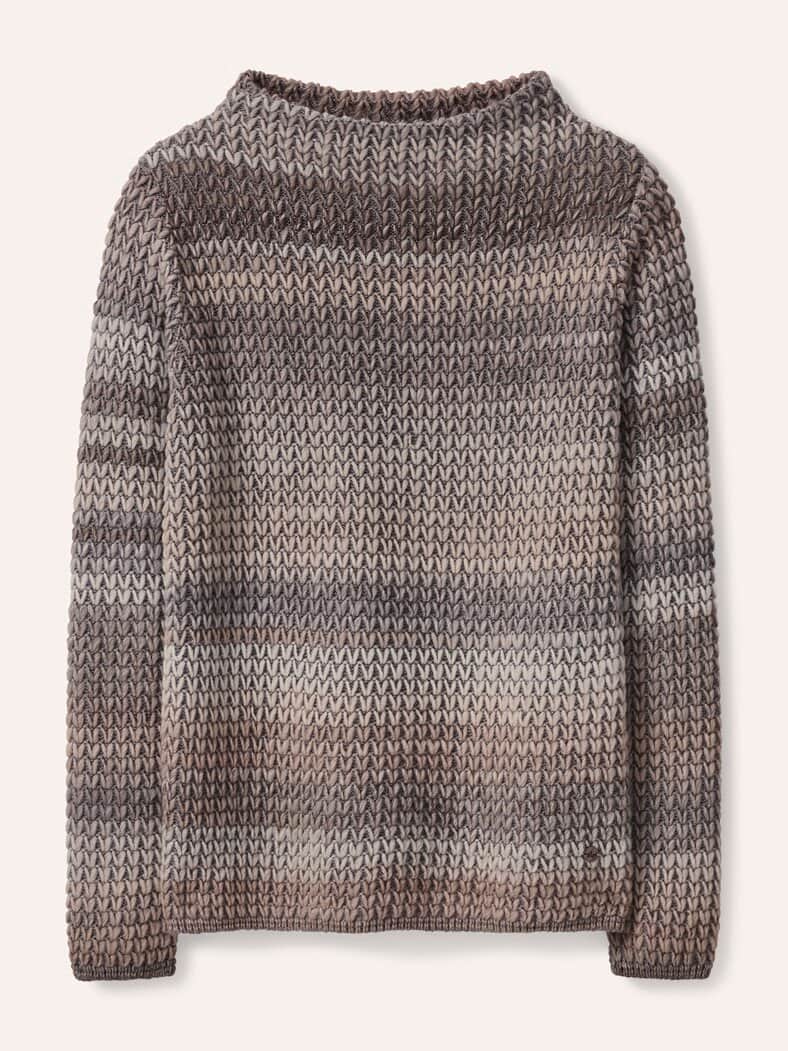 Grobstrick-Pullover Farbverlauf Creme/Praline