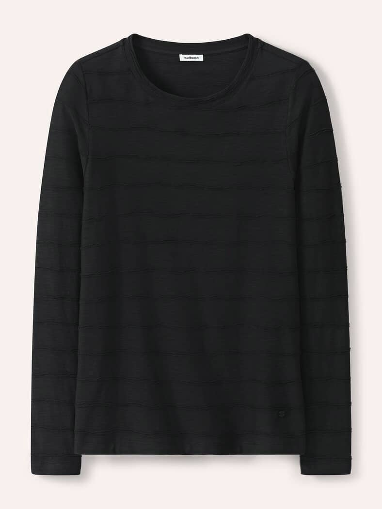 Baumwollshirt Streifenstruktur LA Schwarz