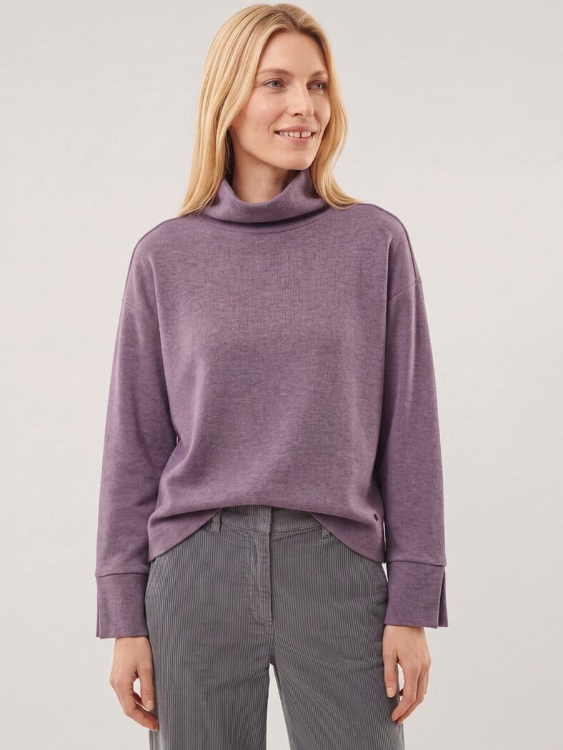 Wärmendes Sweatshirt mit Schalkragen Mauve Melange