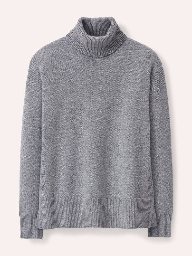 Cashmere Pullover mit Rollkragen Grau Melange