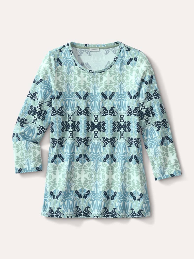 Baumwollshirt Art deco Frostgrün