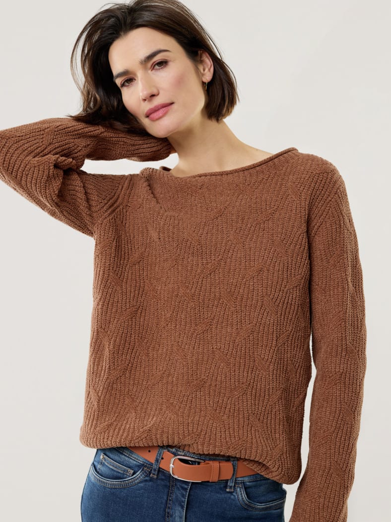 Baumwoll-Samt Pullover Toffee