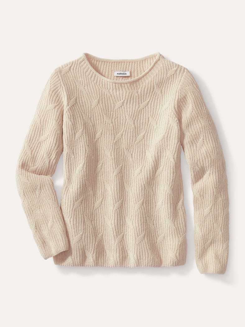 Baumwoll-Samt Pullover Creme