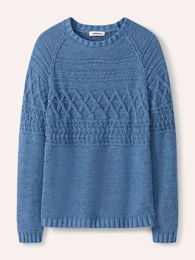 Pullover aus softem Bändchengarn Jeansblau
