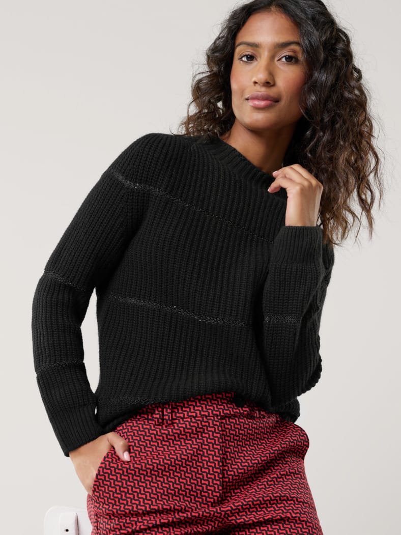 Pullover Paillettenstreifen Schwarz