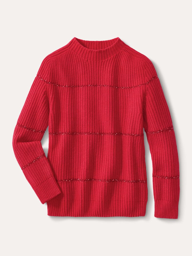 Pullover Paillettenstreifen Rot