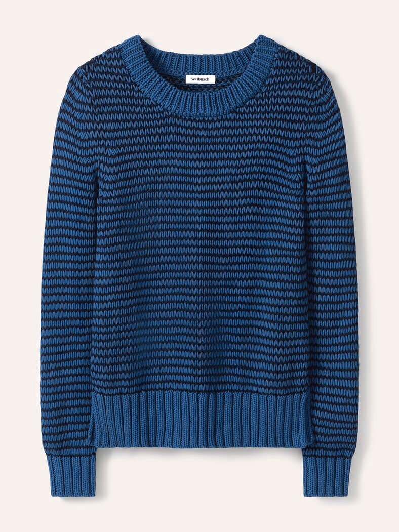 Pullover mit dezentem Streifen Nachtblau