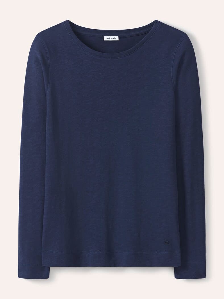 Baumwollshirt aus Flammengarn Marine