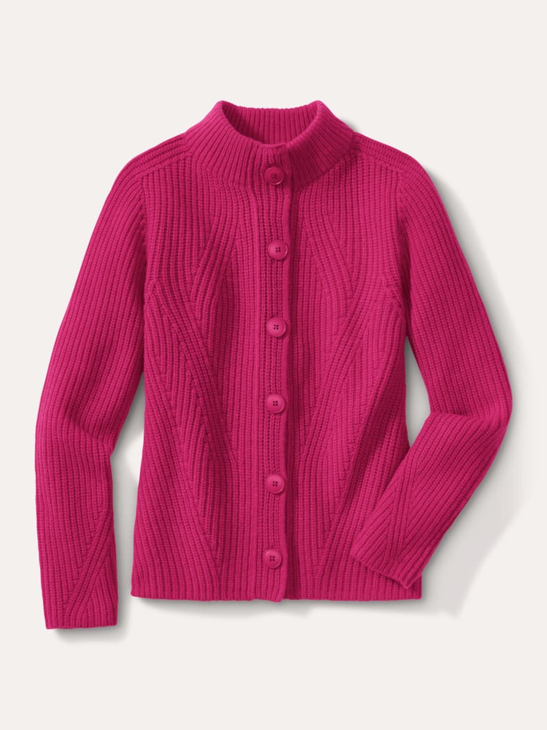 Cashmino Strickjacke Nahtlos Dunkelpink