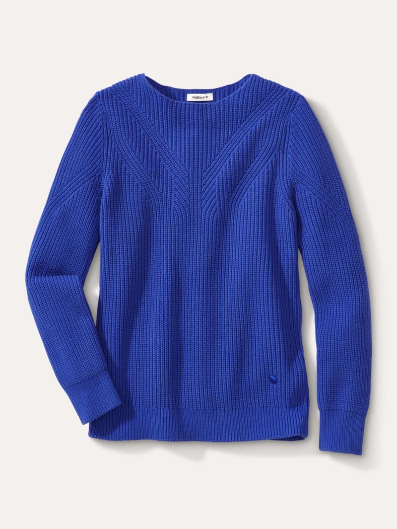 Baumwoll-Pullover Patentstrick Tintenblau