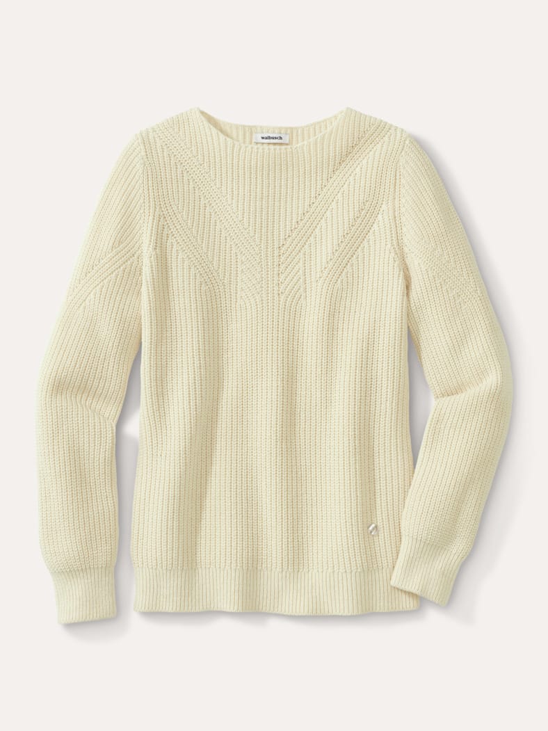 Baumwoll-Pullover Patentstrick Creme