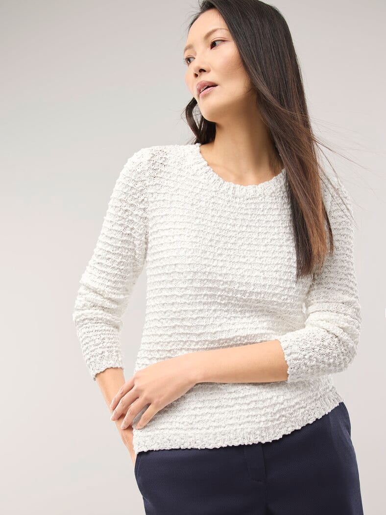 Strukturpullover mit Noppen-Effekt Offwhite