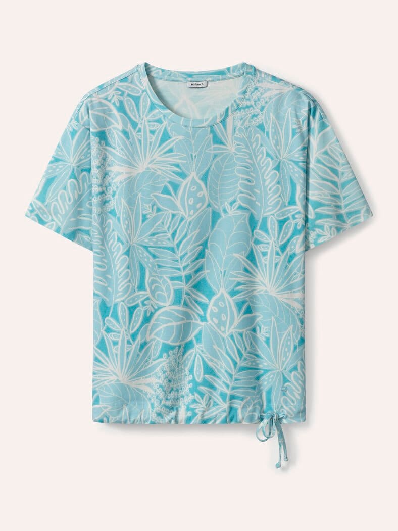 Blousonshirt Tropenwald Wasserblau