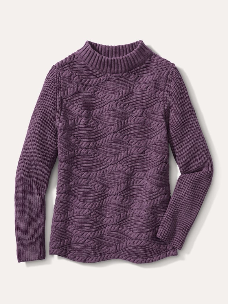 Baumwoll-Pullover Wellenzopf Mauve