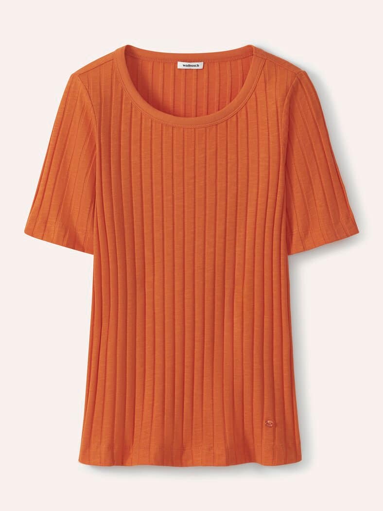 Baumwollshirt Rippenstruktur Dunkelorange