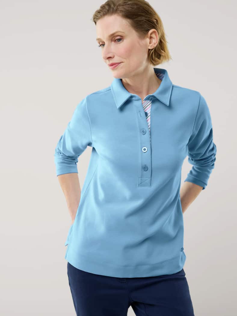 Edeljersey Polo Ozeanblau