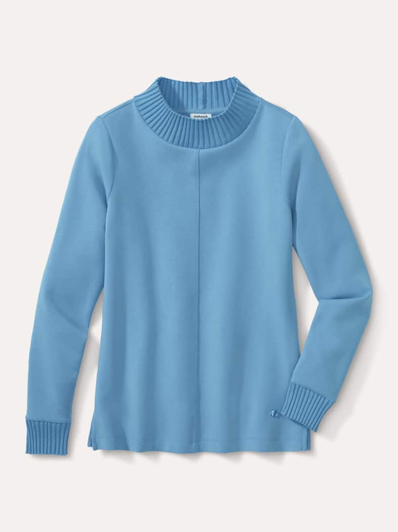 Sweatshirt mit Strick Ozeanblau