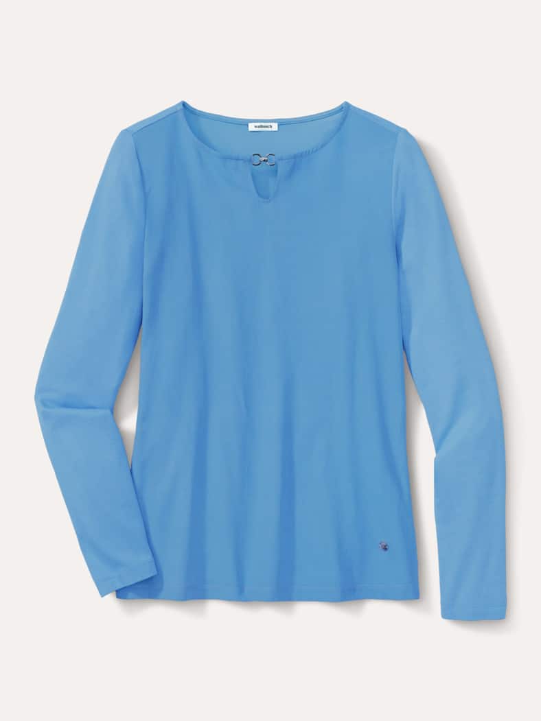Viskoseshirt Materialmix Ozeanblau