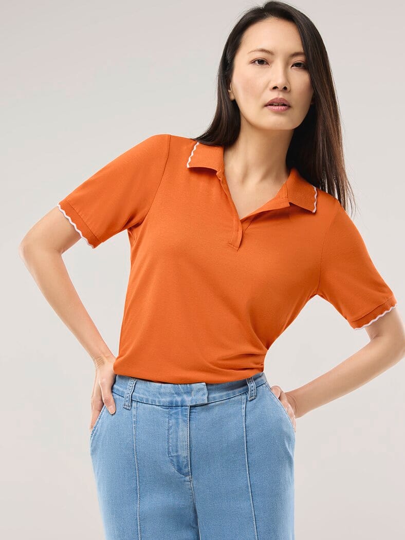 Poloshirt Wellenkante Dunkelorange