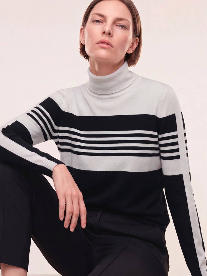 Viskose Rolli Hautschmeichler Streifen Schwarz/Offwhite
