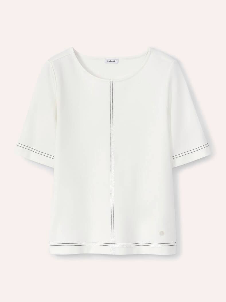 Edeljerseyshirt mit Zierstich Weiß