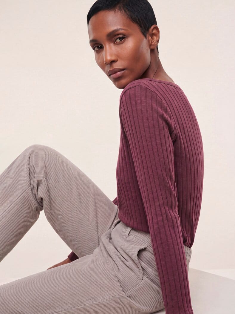 Shirt mit Rippenstruktur LA Merlot
